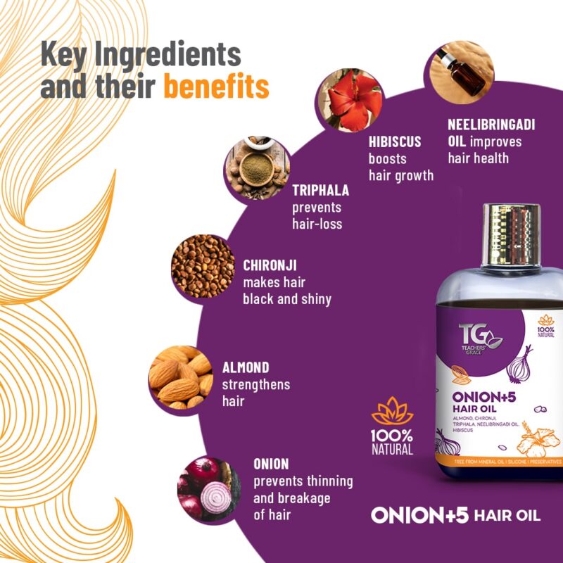 Ingredients of Teachers Grace Onion+5 Hair Oil - hair growth oil