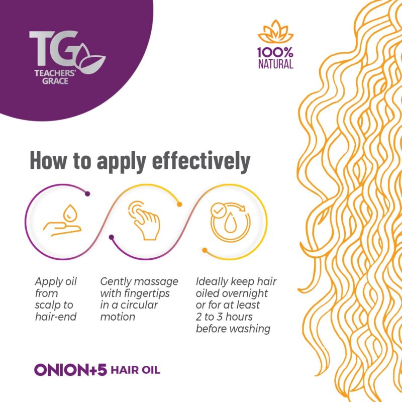 How To Apply Teachers Grace Onion Plus Five Hair Oil - oil for hair fall control